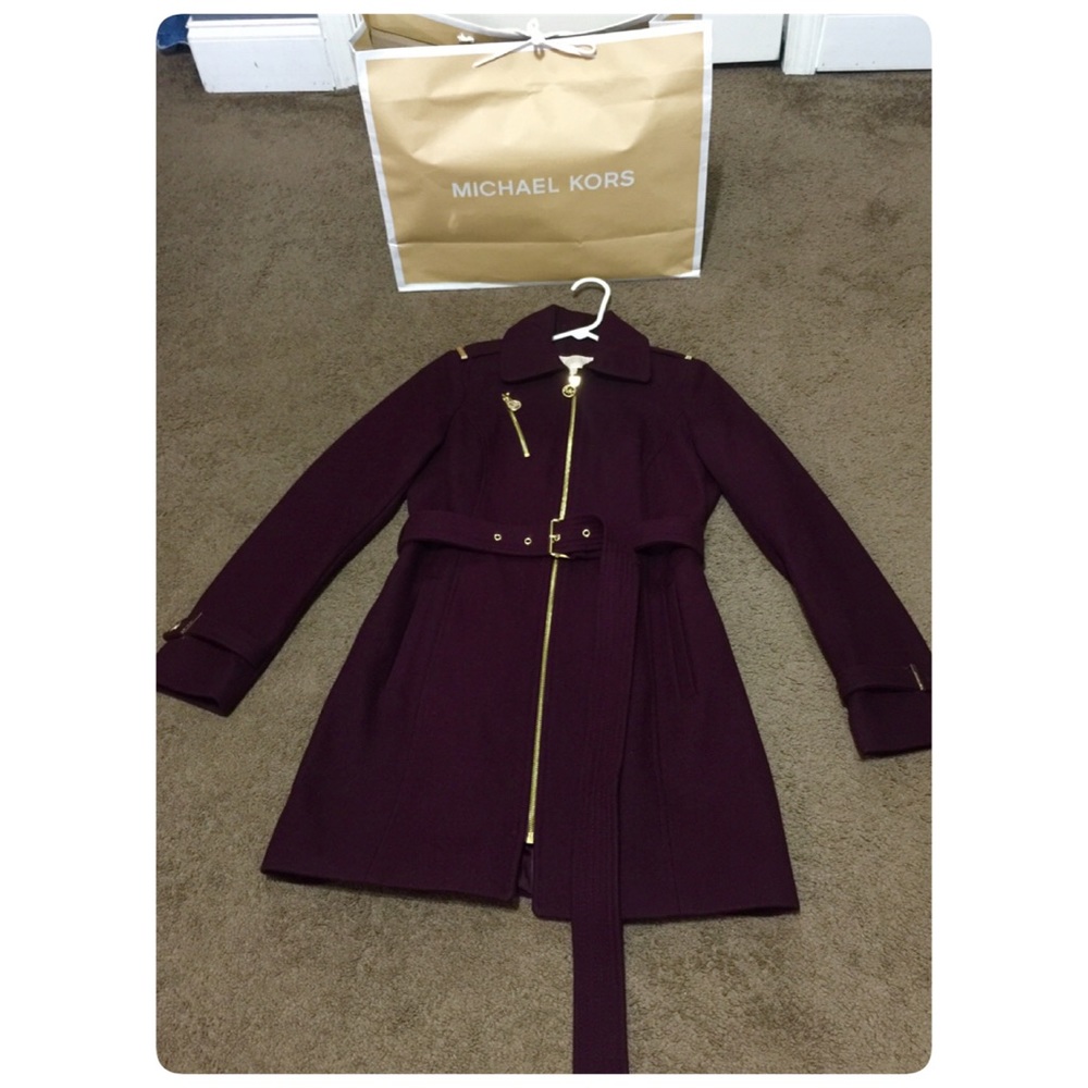Michael Kors belted walker coat ( dark purple )
